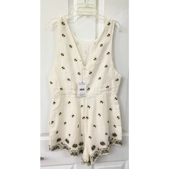 FREE PEOPLE Lila Embroidered Romper Playsuit Ivory White boho hippie NWT 4 small - Picture 4 of 6